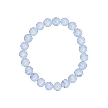 Bracelet Calcédoine - Pierres boules 8mm - 18 cm- Sans fermoir 2