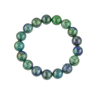 Bracciale Chrysocolla - Pietre a sfera 10mm - 18 cm - Chiusura in argento