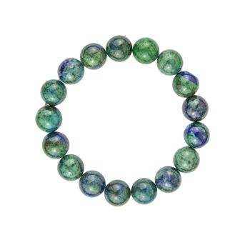 Bracelet Chrysocolle - Pierres boules 10mm - 18 cm- Fermoir argent 2