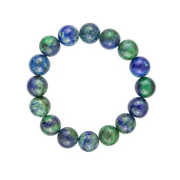 Bracelet Chrysocolle - Pierres boules 12mm - 20 cm- Fermoir argent 2