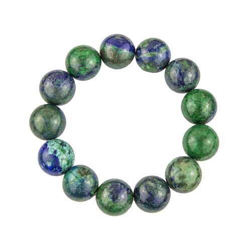 Bracelet Chrysocolle - Pierres boules 14mm - 18 cm- Fermoir argent