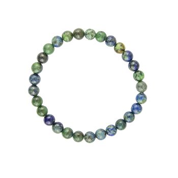 Bracelet Chrysocolle - Pierres boules 6mm - 18 cm- Fermoir argent 2