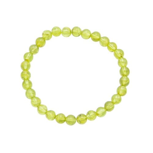 Bracelet Chrysolite - Pierres boules 6mm - 18 cm- Fermoir argent