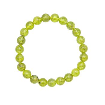 Bracelet Chrysolite - Pierres boules 8mm - 18 cm- Fermoir argent 2