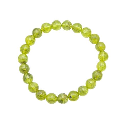 Bracelet Chrysolite - Pierres boules 8mm - 18 cm- Fermoir or