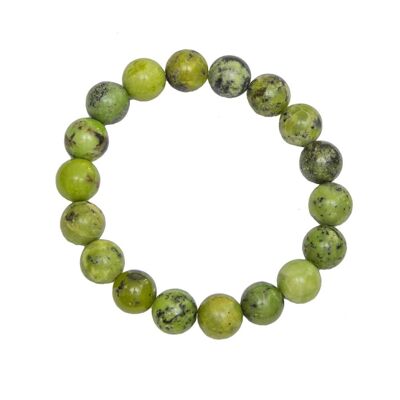 Bracciale in Crisoprasio Limone - Pietre a sfera 10mm - 18 cm - Chiusura in argento