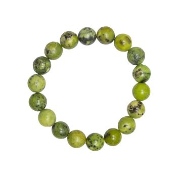 Bracelet Chrysoprase citron - Pierres boules 10mm - 22 cm- Fermoir or 2