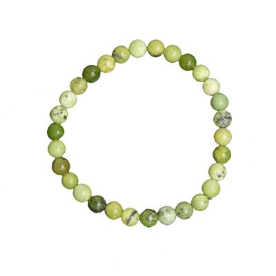 Bracelet Chrysoprase citron - Pierres boules 6mm - 18 cm- Fermoir argent