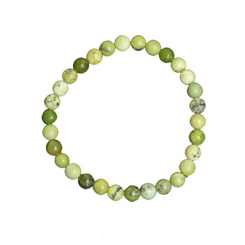 Bracelet Chrysoprase citron - Pierres boules 6mm - 18 cm- Fermoir or