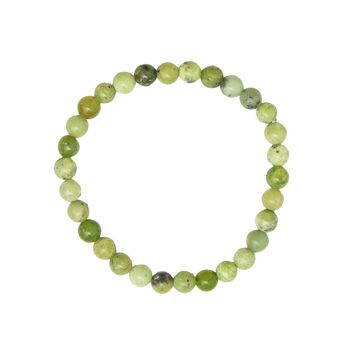 Bracelet Chrysoprase citron - Pierres boules 6mm - 22 cm- Fermoir argent 2