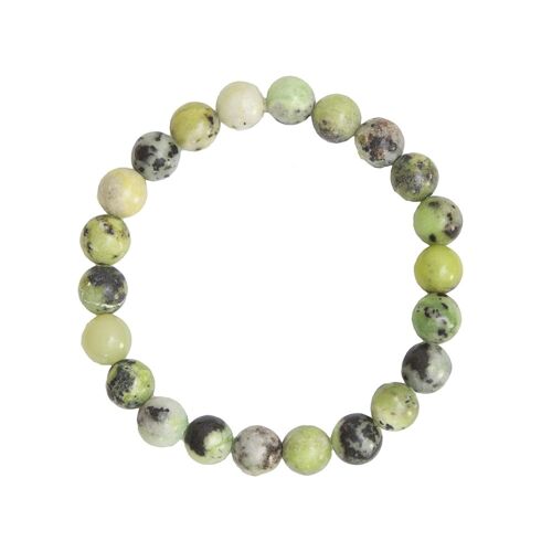 Bracelet Chrysoprase citron - Pierres boules 8mm - 18 cm- Fermoir argent