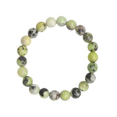 Bracelet Chrysoprase citron - Pierres boules 8mm - 18 cm- Fermoir or