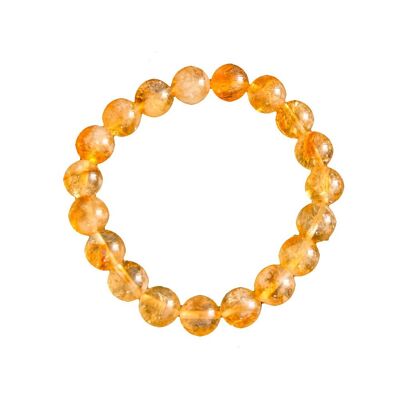 Bracelet Citrine - Pierres boules 10mm - 18 cm- Fermoir argent