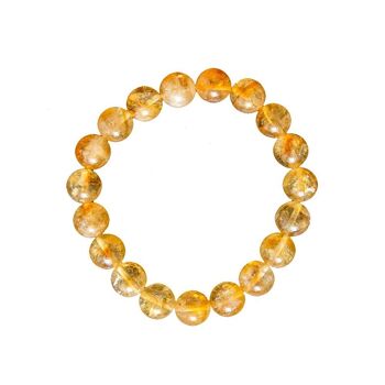 Bracelet Citrine - Pierres boules 10mm - 20 cm- Fermoir argent 2