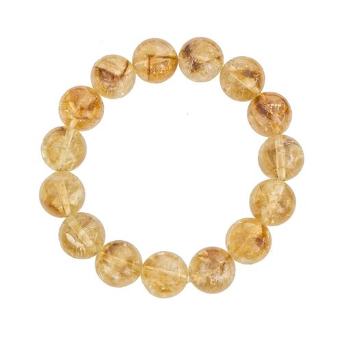 Bracelet Citrine - Pierres boules 12mm - 18 cm- Fermoir argent