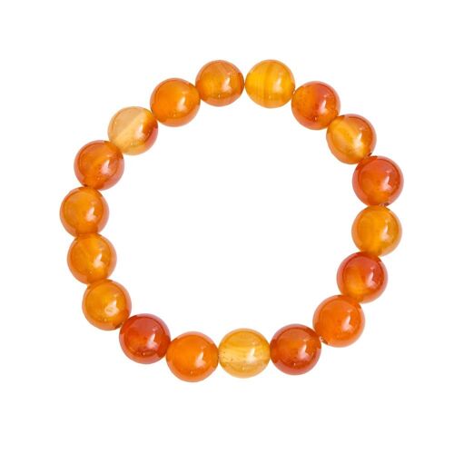 Bracelet Cornaline - Pierres boules 10mm - 18 cm- Fermoir or