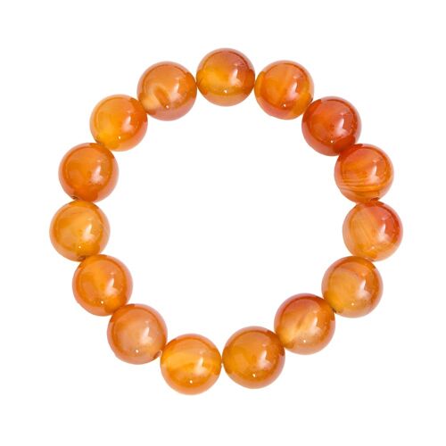 Bracelet Cornaline - Pierres boules 12mm - 20 cm- Sans fermoir