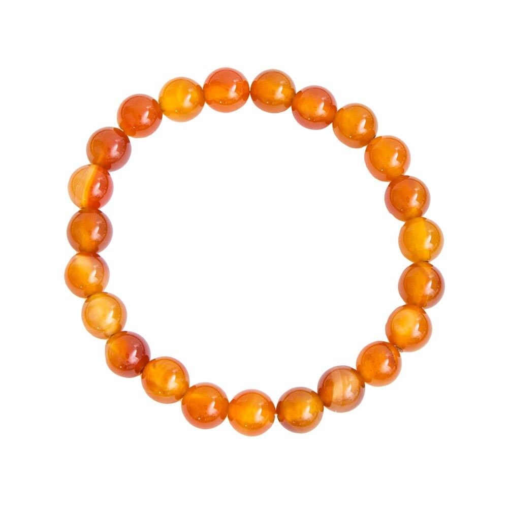 Pulsera cornalina - Bolas de piedras de 8 mm - 20 cm - Cierre de oro