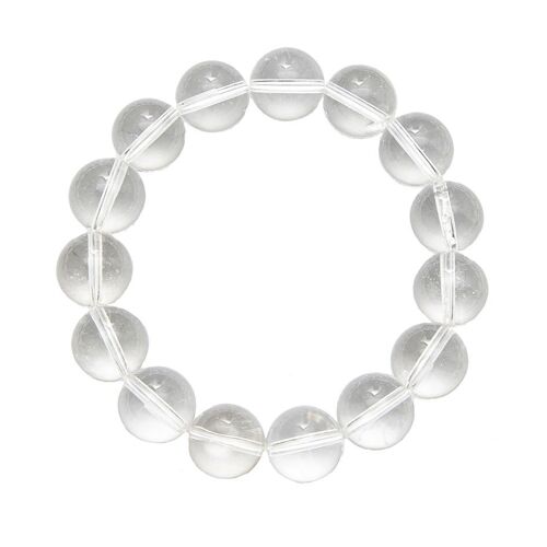 Bracelet Cristal de roche - Pierres boules 12mm - 18 cm- Fermoir argent