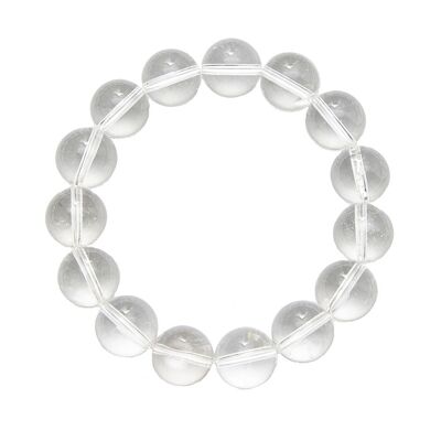 Bracciale in cristallo di rocca - Pietre a sfera 12mm - 18 cm - Chiusura in argento