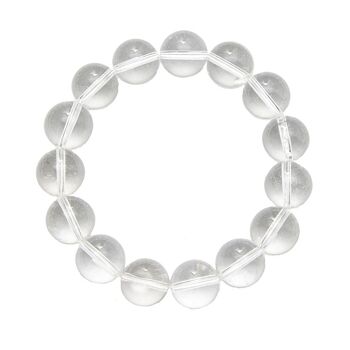 Bracelet Cristal de roche - Pierres boules 12mm - 22 cm- Fermoir argent 1