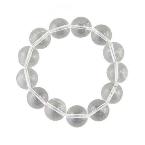 Bracelet Cristal de roche - Pierres boules 14mm - 18 cm- Fermoir or