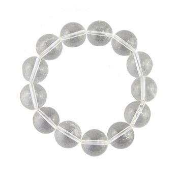 Bracelet Cristal de roche - Pierres boules 14mm - 18 cm- Fermoir or 1