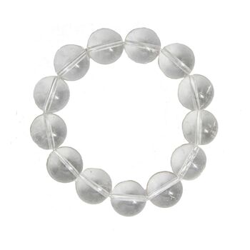 Bracelet Cristal de roche - Pierres boules 14mm - 18 cm- Fermoir or 2