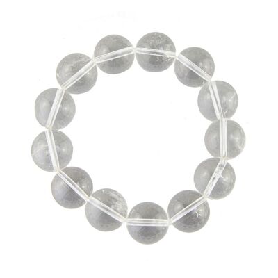 Pulsera cristal de roca - Piedras bola 14mm - 22 cm - Sin cierre