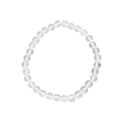 Bracelet Cristal de roche - Pierres boules 6mm - 18 cm- Fermoir argent