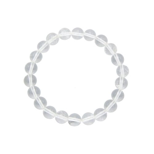 Bracelet Cristal de roche - Pierres boules 8mm - 18 cm- Fermoir argent