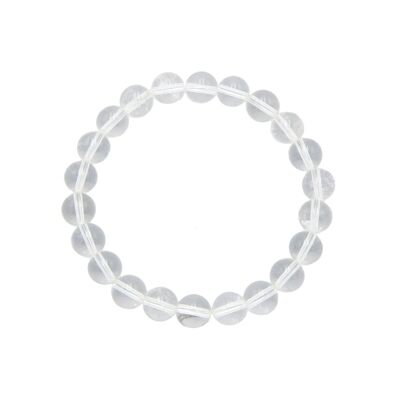 Bracelet Cristal de roche - Pierres boules 8mm - 18 cm- Fermoir or