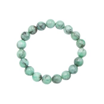 Bracelet Emeraude - Pierres boules 10mm - 18 cm- Fermoir or 1