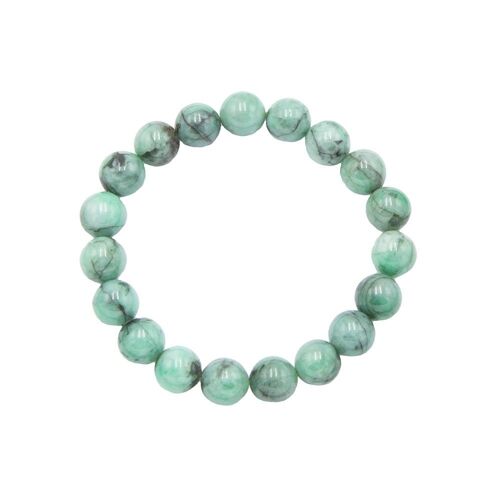 Bracelet Emeraude - Pierres boules 10mm - 22 cm- Sans fermoir