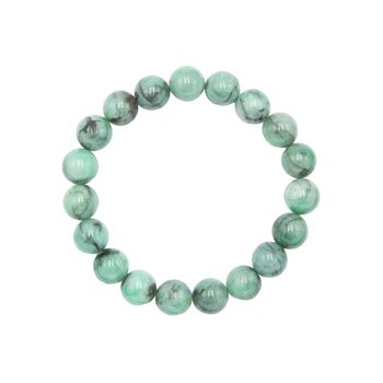 Bracelet Emeraude - Pierres boules 10mm - 22 cm- Sans fermoir 2