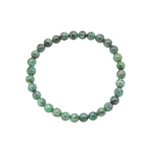 Bracelet Emeraude - Pierres boules 6mm - 18 cm- Sans fermoir