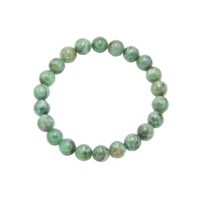 Bracciale Smeraldo - Pietre a sfera 8mm - 18 cm - Chiusura in argento