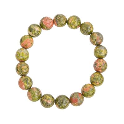 Bracelet Epidote - Pierres boules 10mm - 18 cm- Fermoir or