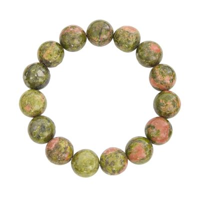 Bracciale Epidote - Pietre a sfera 12mm - 18 cm - Chiusura in argento