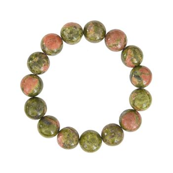 Bracelet Epidote - Pierres boules 12mm - 22 cm- Sans fermoir 2