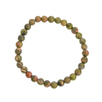 Bracelet Epidote - Pierres boules 6mm - 18 cm- Fermoir or 1