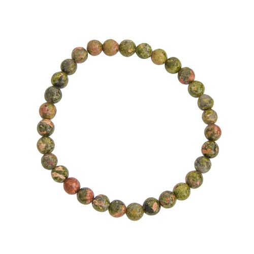 Bracelet Epidote - Pierres boules 6mm - 20 cm- Fermoir argent