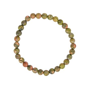 Bracelet Epidote - Pierres boules 6mm - 20 cm- Fermoir argent 2