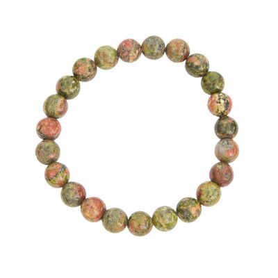 Bracelet Epidote - Pierres boules 8mm - 18 cm- Fermoir or