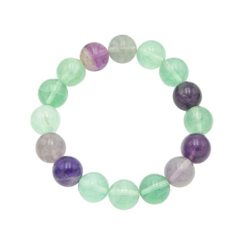 Bracelet Fluorine multicolore - Pierres boules 12mm - 18 cm- Fermoir argent