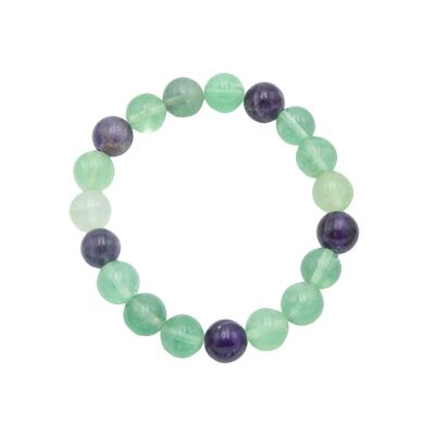 Bracciale Fluorite multicolore - Pietre a sfera 10mm - 18 cm - Chiusura in argento