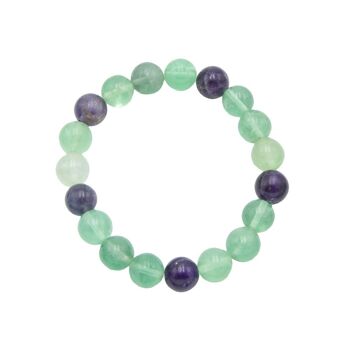 Bracelet Fluorite multicolore - Pierres boules 10mm - 18 cm- Fermoir argent 1