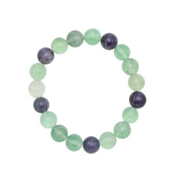 Bracelet Fluorite multicolore - Pierres boules 10mm - 18 cm- Fermoir or 2