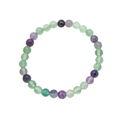 Bracciale Fluorite multicolore - Pietre a sfera 6mm - 18 cm - Chiusura in argento