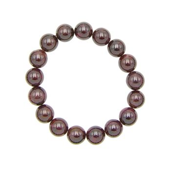 Bracelet Grenat rouge - Pierres boules 10mm - 18 cm- Fermoir argent 2